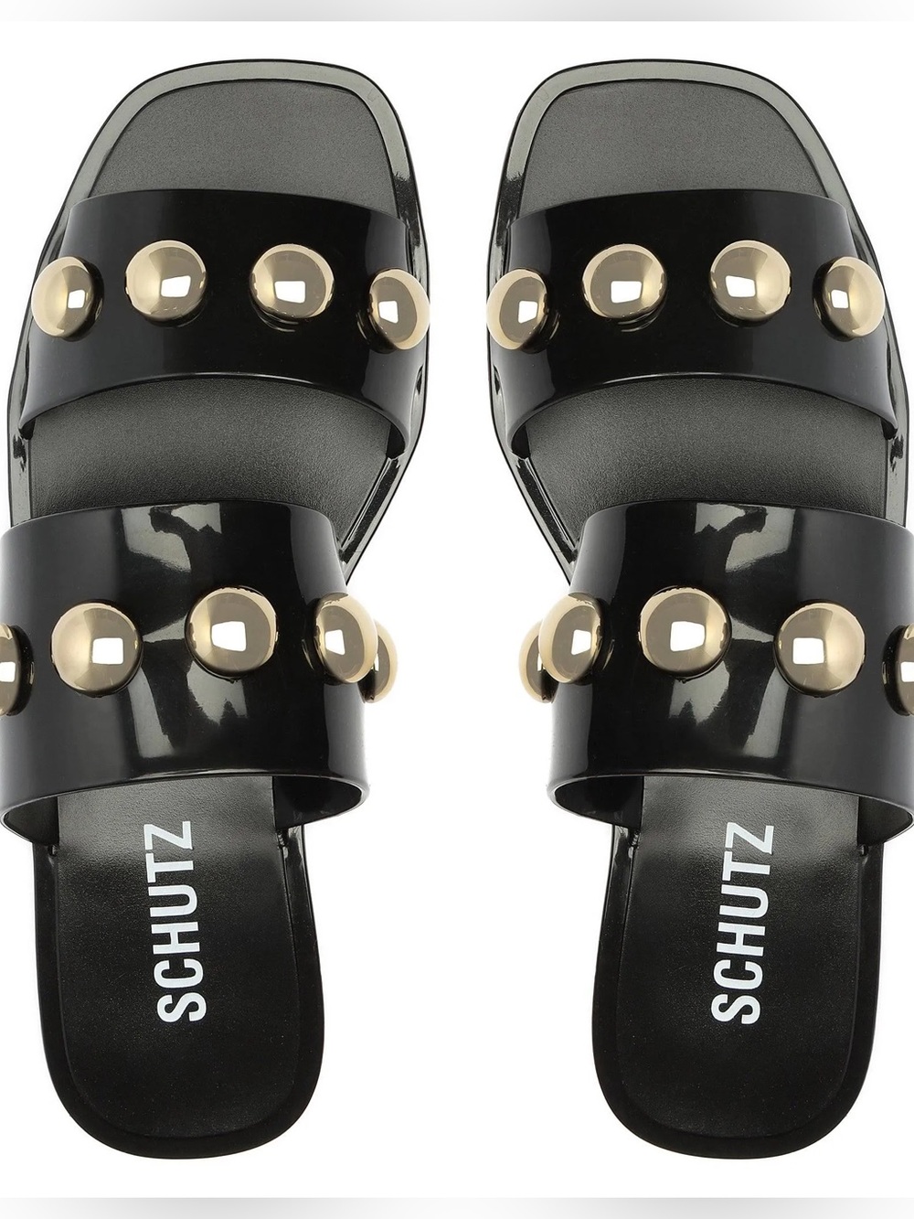 Schutz “Lizzie” - Black Studded Jelly Slide Sandals - Size 11